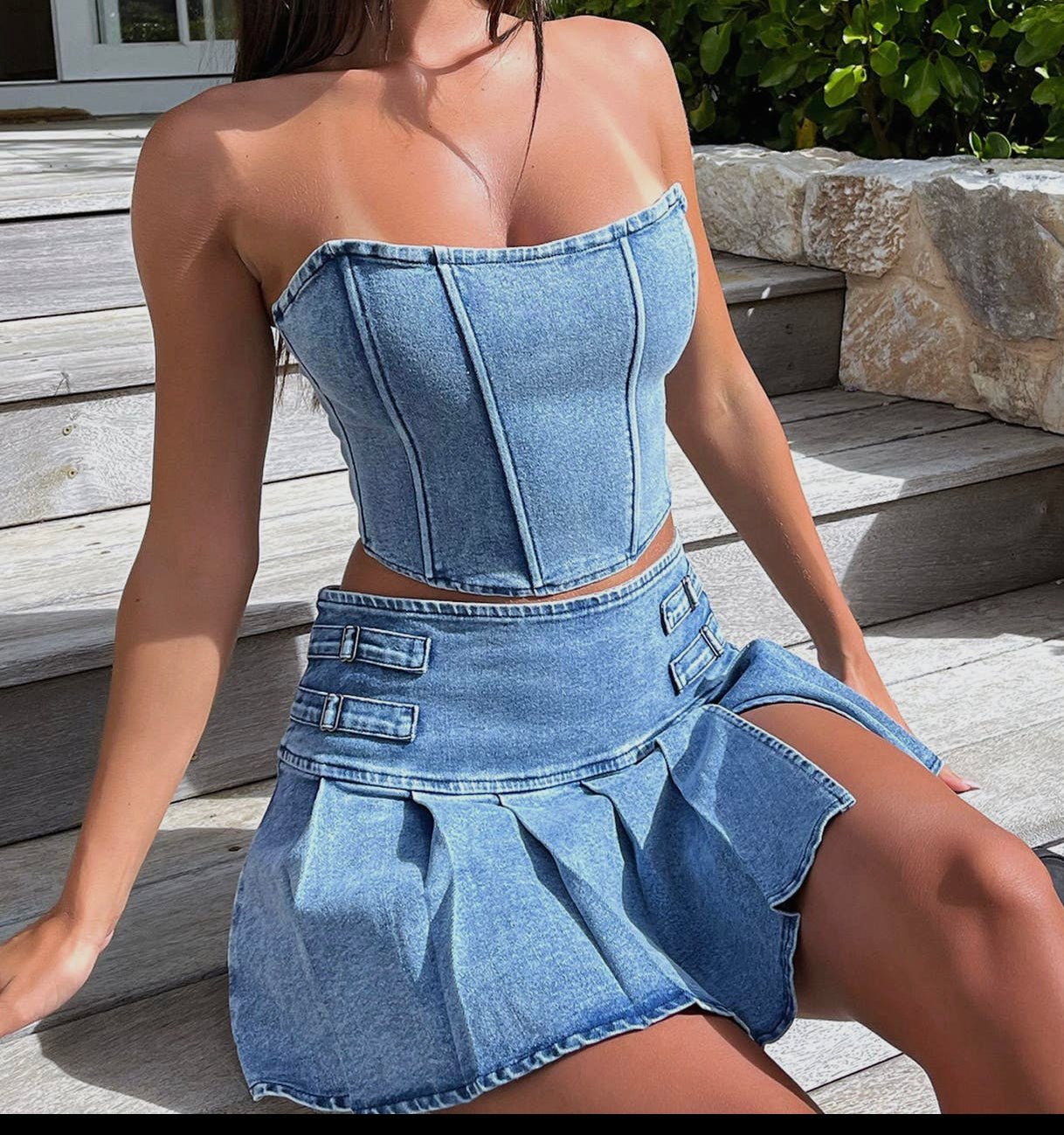 2 Piece Denim Skirt set Pretty Prissy Pieces