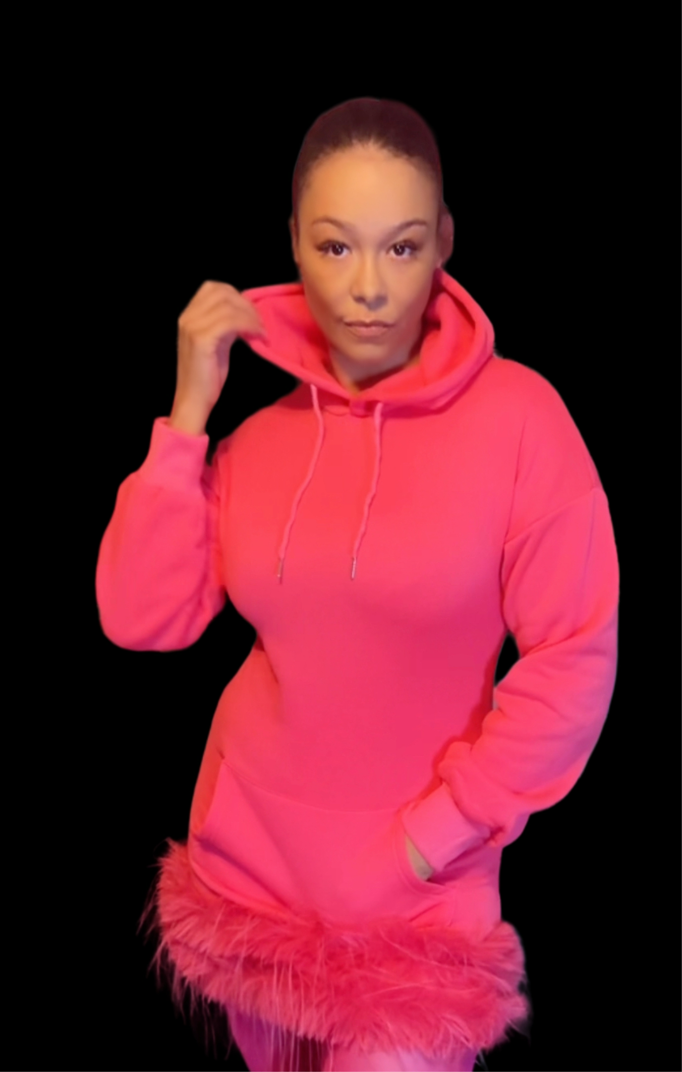 Pink Fluff Hoodie Dress