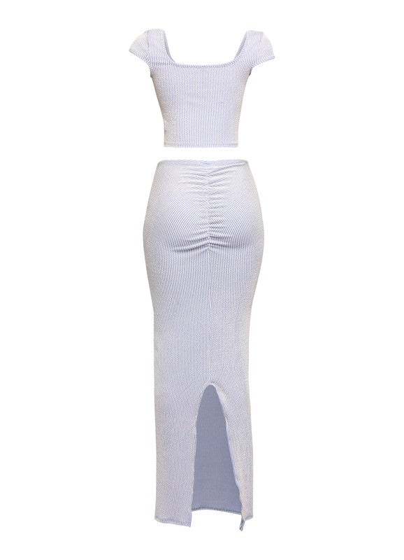 Bonnie Blue Ribbed Maxi Skirt set