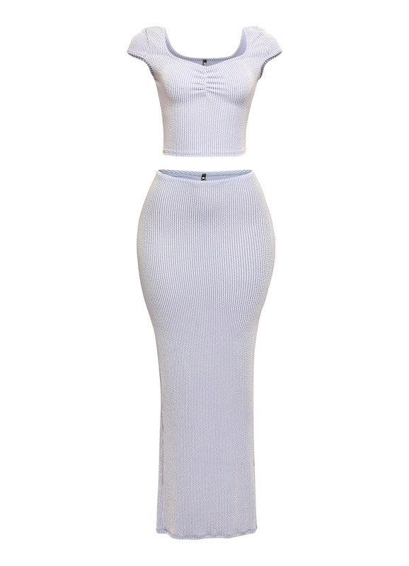 Bonnie Blue Ribbed Maxi Skirt set