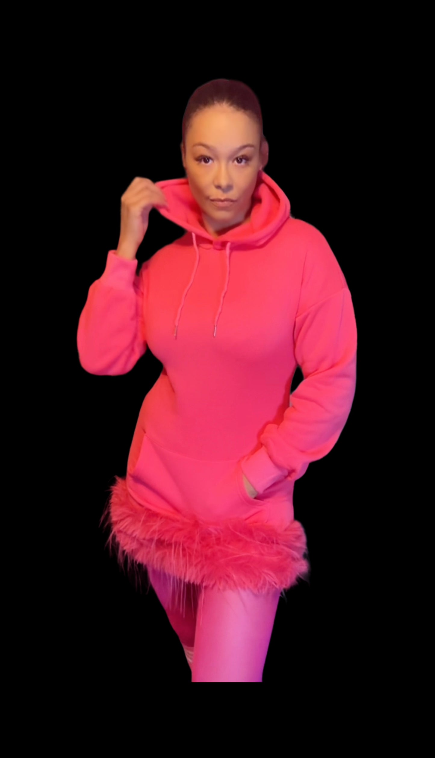 Pink Fluff Hoodie Dress