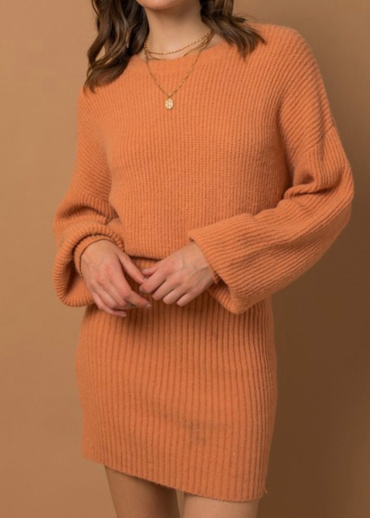 Apricot Sweater Dress - Pretty Prissy Pieces Sweater dress