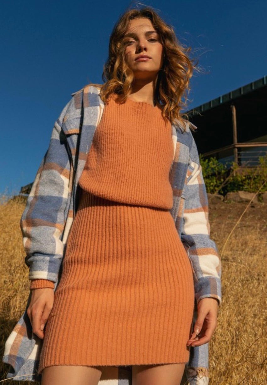 Apricot Sweater Dress - Pretty Prissy Pieces Sweater dress