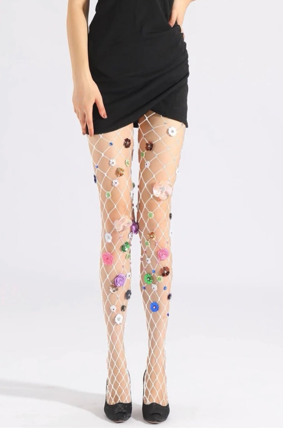 Bold Flower Fishnet stockings - Pretty Prissy Pieces fishnet stockings