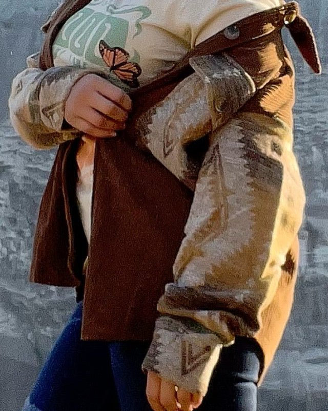 Brown Corduroy printed shirt jacket - Pretty Prissy Pieces