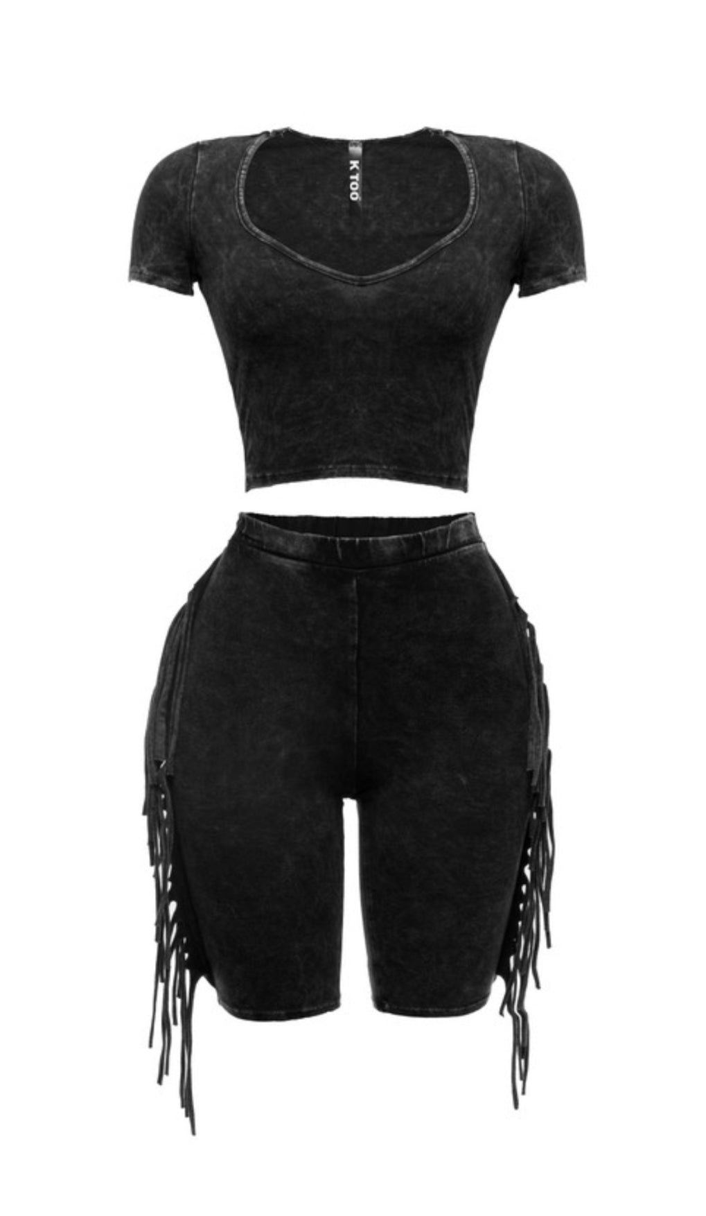 Fringe Biker short Set - Pretty Prissy Pieces2 piece short set