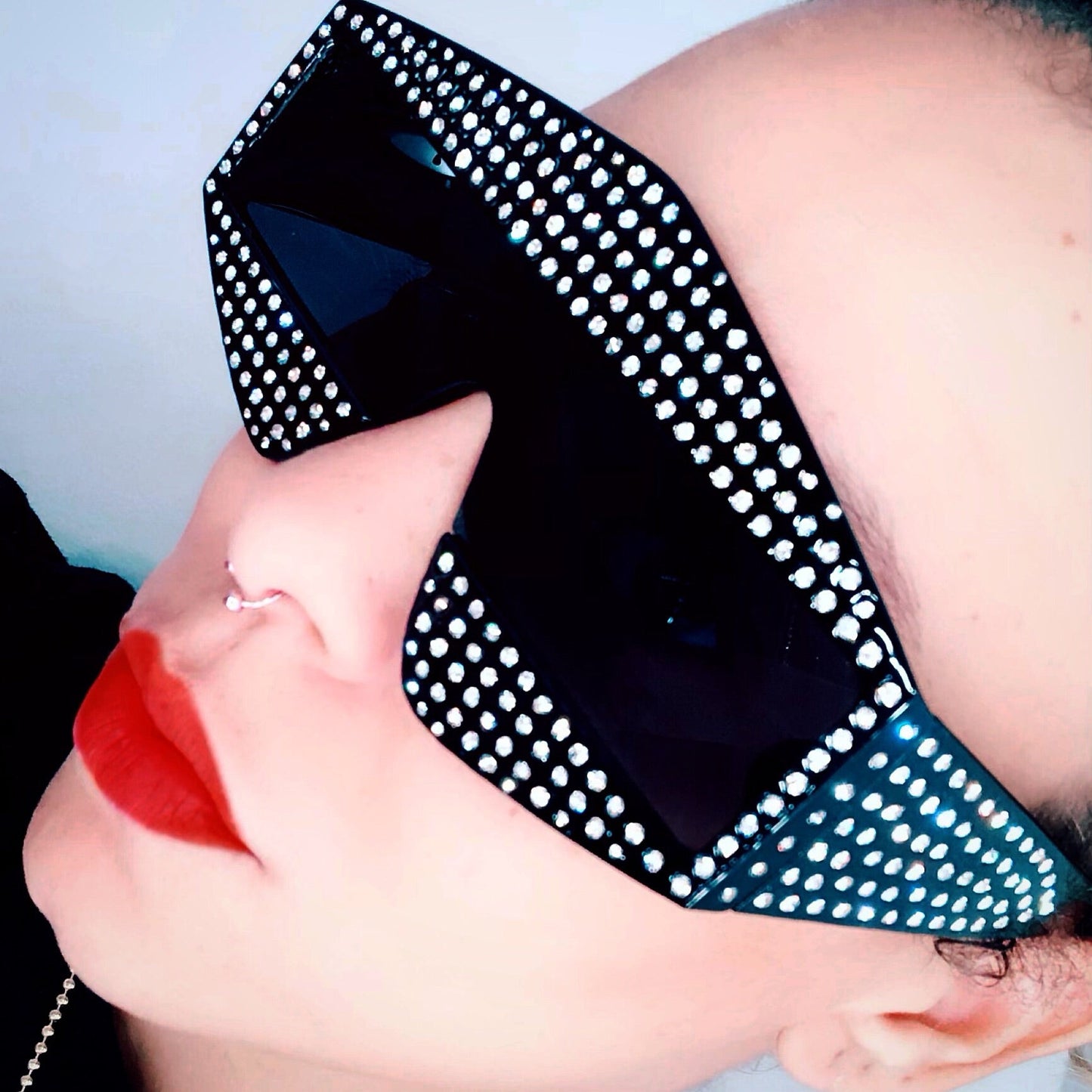 Glam 3D rhinestone rectangle sunglasses - Pretty Prissy Pieces sunglasses