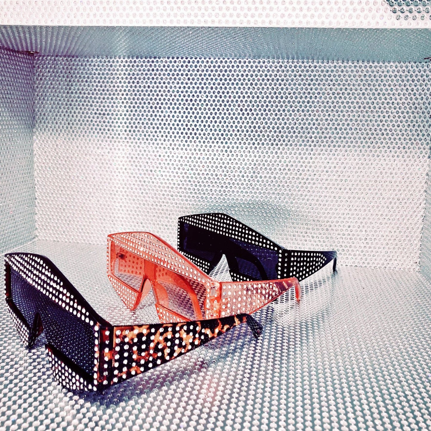 Glam 3D rhinestone rectangle sunglasses - Pretty Prissy Pieces sunglasses