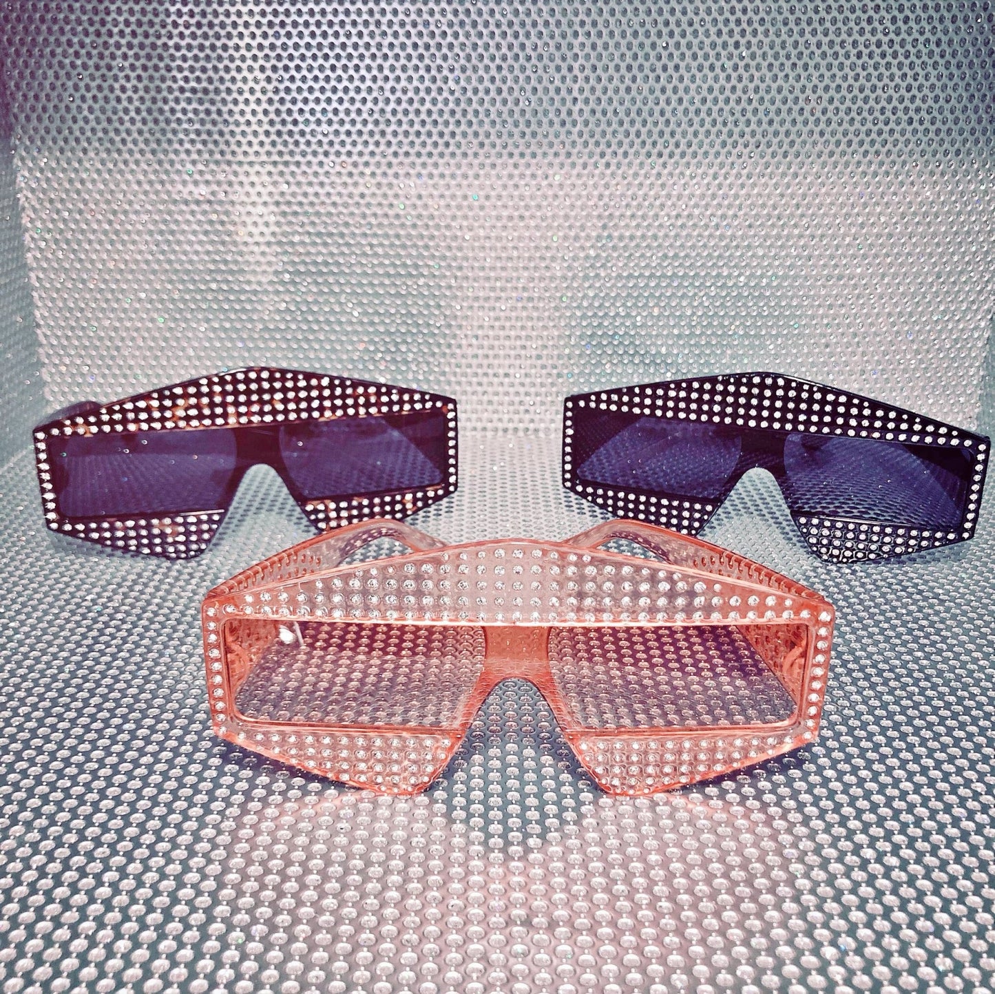 Glam 3D rhinestone rectangle sunglasses - Pretty Prissy Pieces sunglasses
