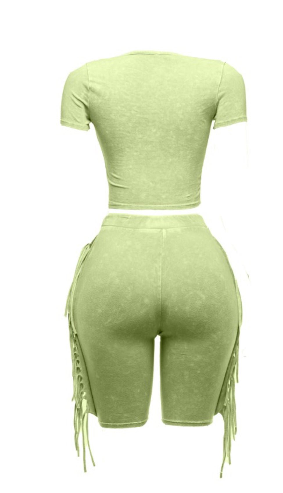 Green Fringe Biker short Set - Pretty Prissy Pieces2 piece short set