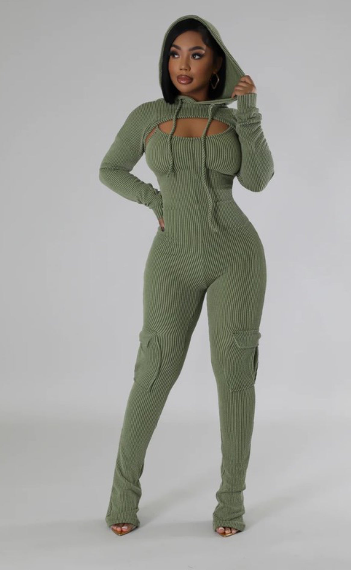He Want Me Jumpsuit & Hoodie - Pretty Prissy Pieces Romper , jumper, bodycon , v - neck, zip up, shorts, one piece
