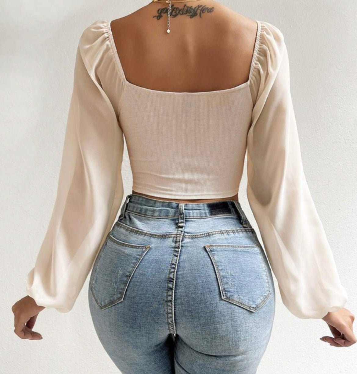 Sweetheart Puff Sleeve Blouse - Pretty Prissy Pieces top, blouse, crop top, long sleeve