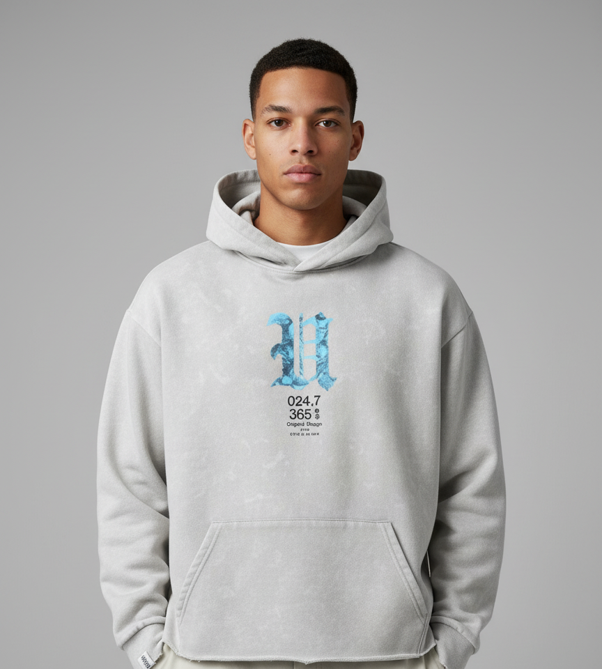 White cropped hoodie front on model