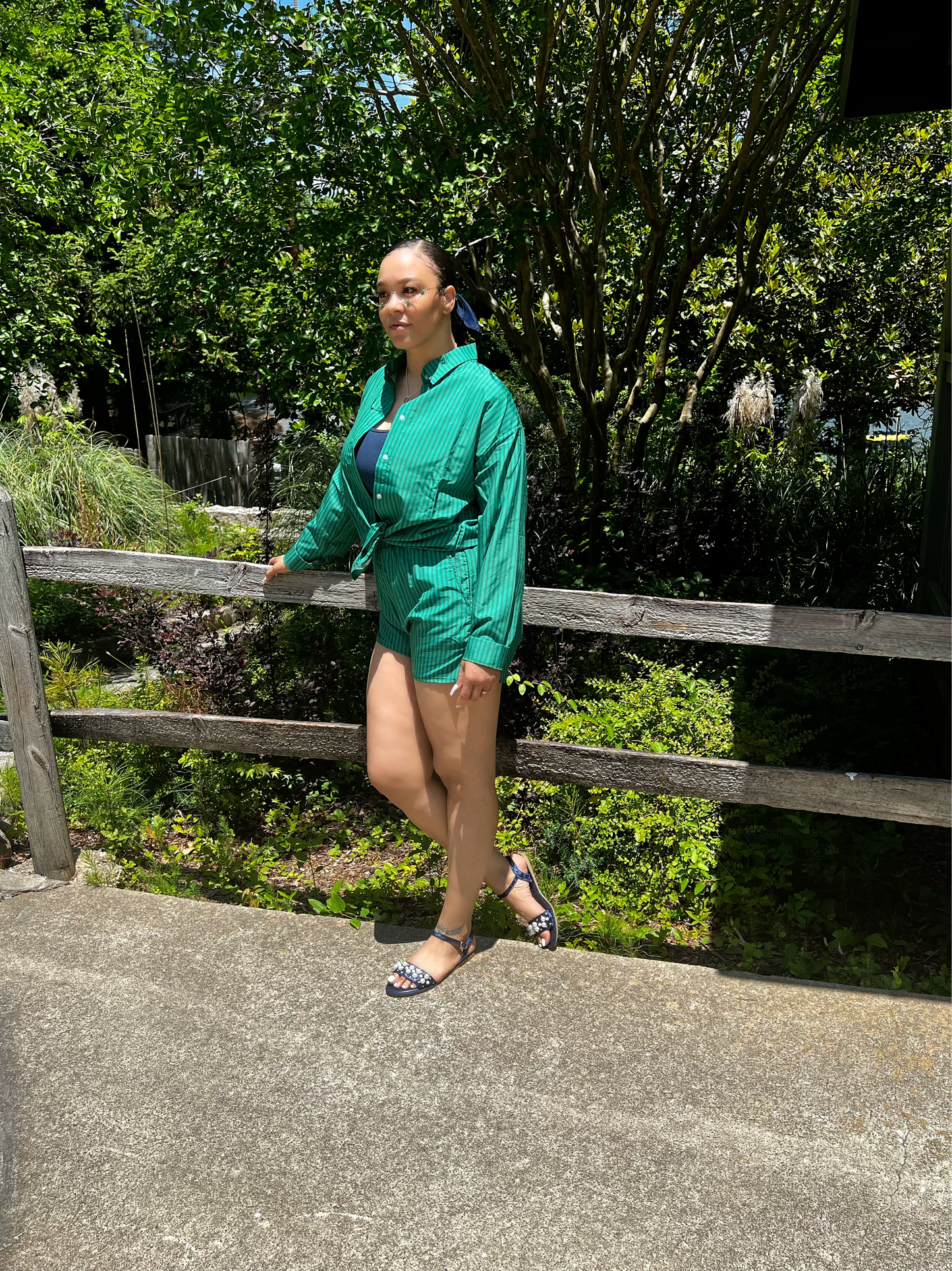 2 Piece Striped short set GREEN