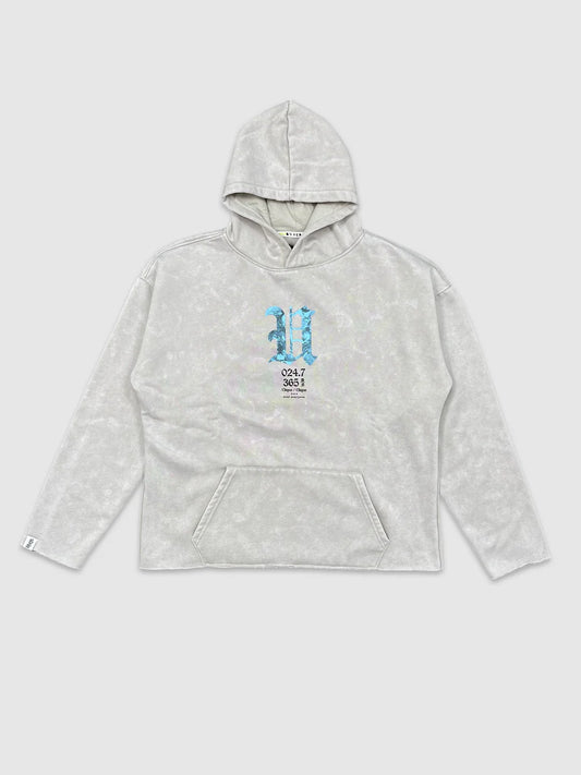 Underrated Men’s Washed Crop Hoodie - Glacier Grey