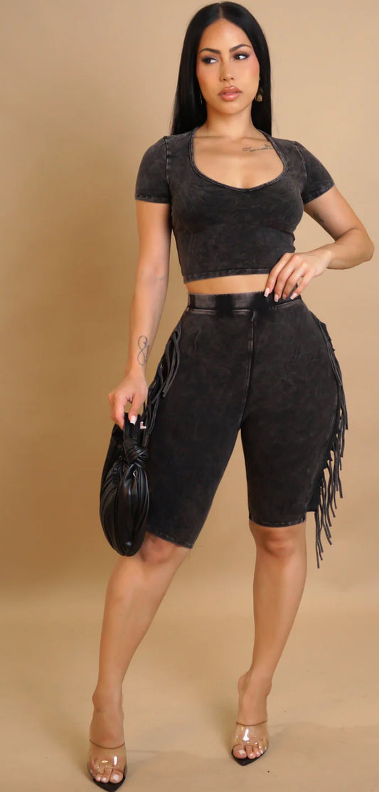 Fringe Biker short Set