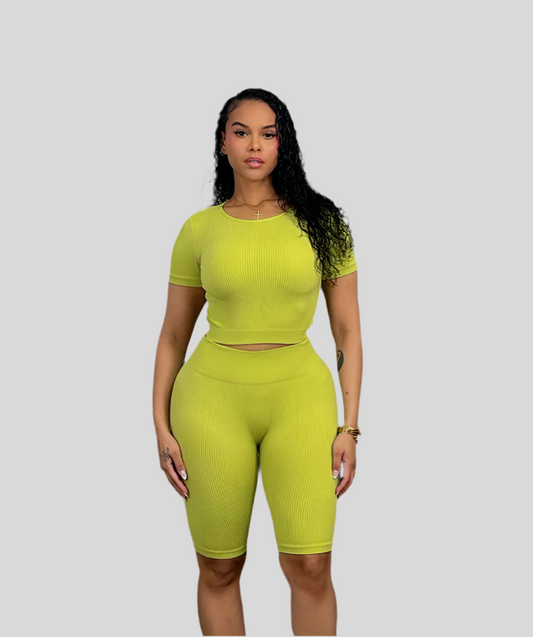 Beauty Day Ribbed 2 piece set - Lime