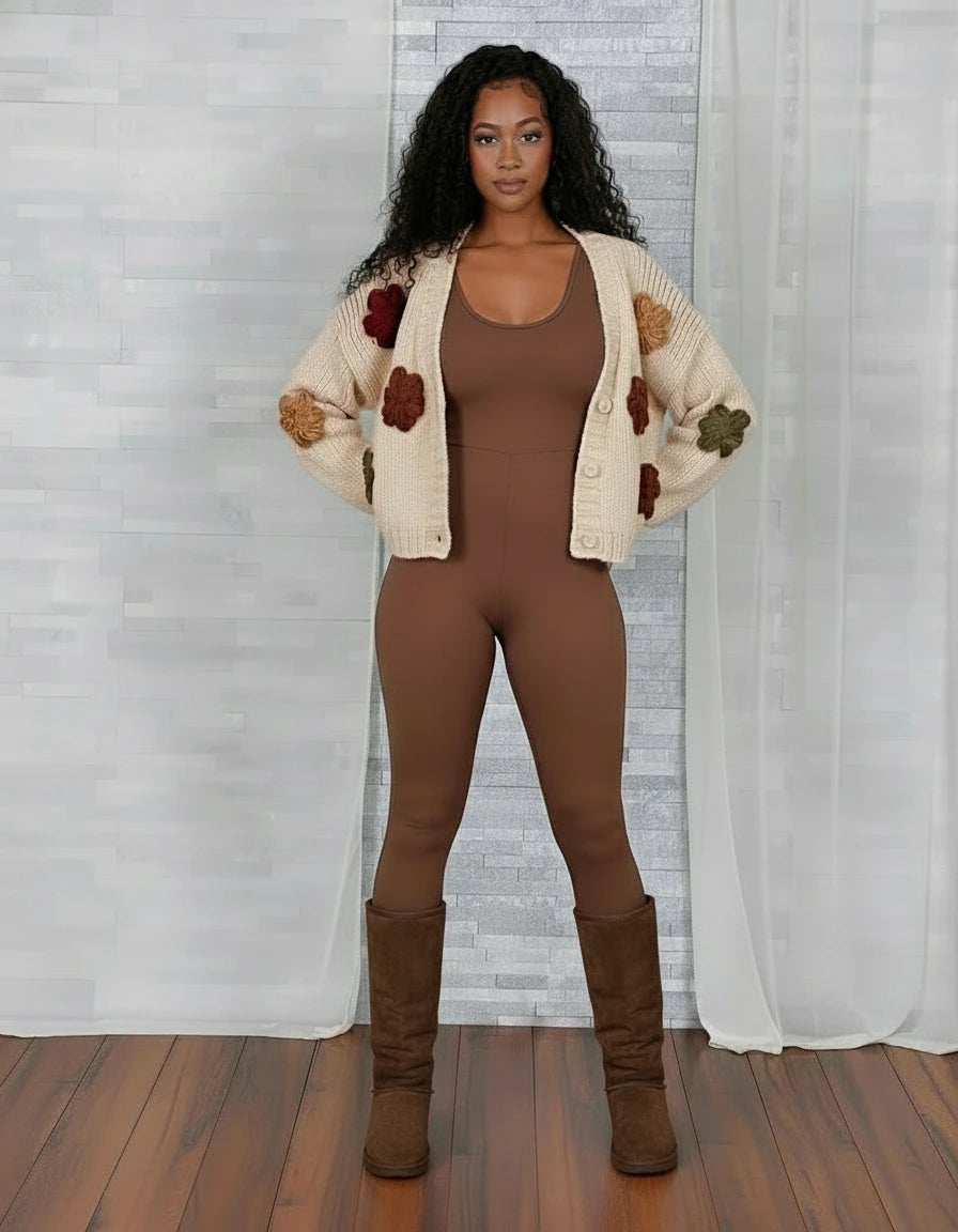 Fall Flowers Handwoven Wool Sweater - Luxury 100% Wool | Pretty Prissy Pieces