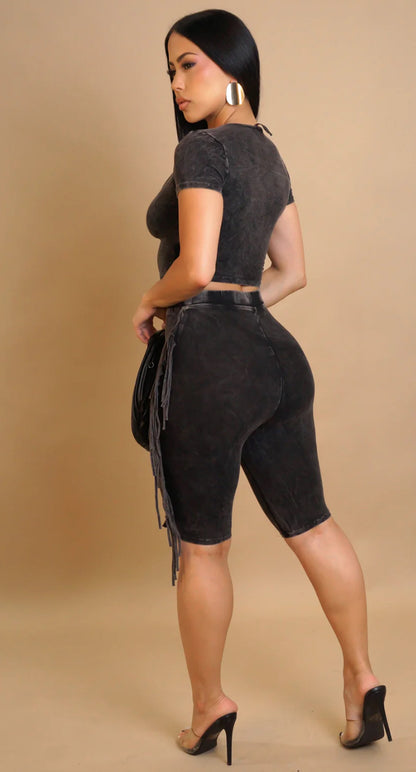 Fringe Biker short Set
