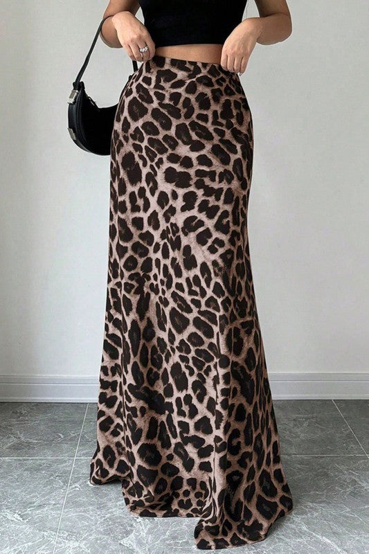 Leopard A-Line Maxi Skirt | Leopard Print Maxi Skirt | Pretty Prissy Pieces
