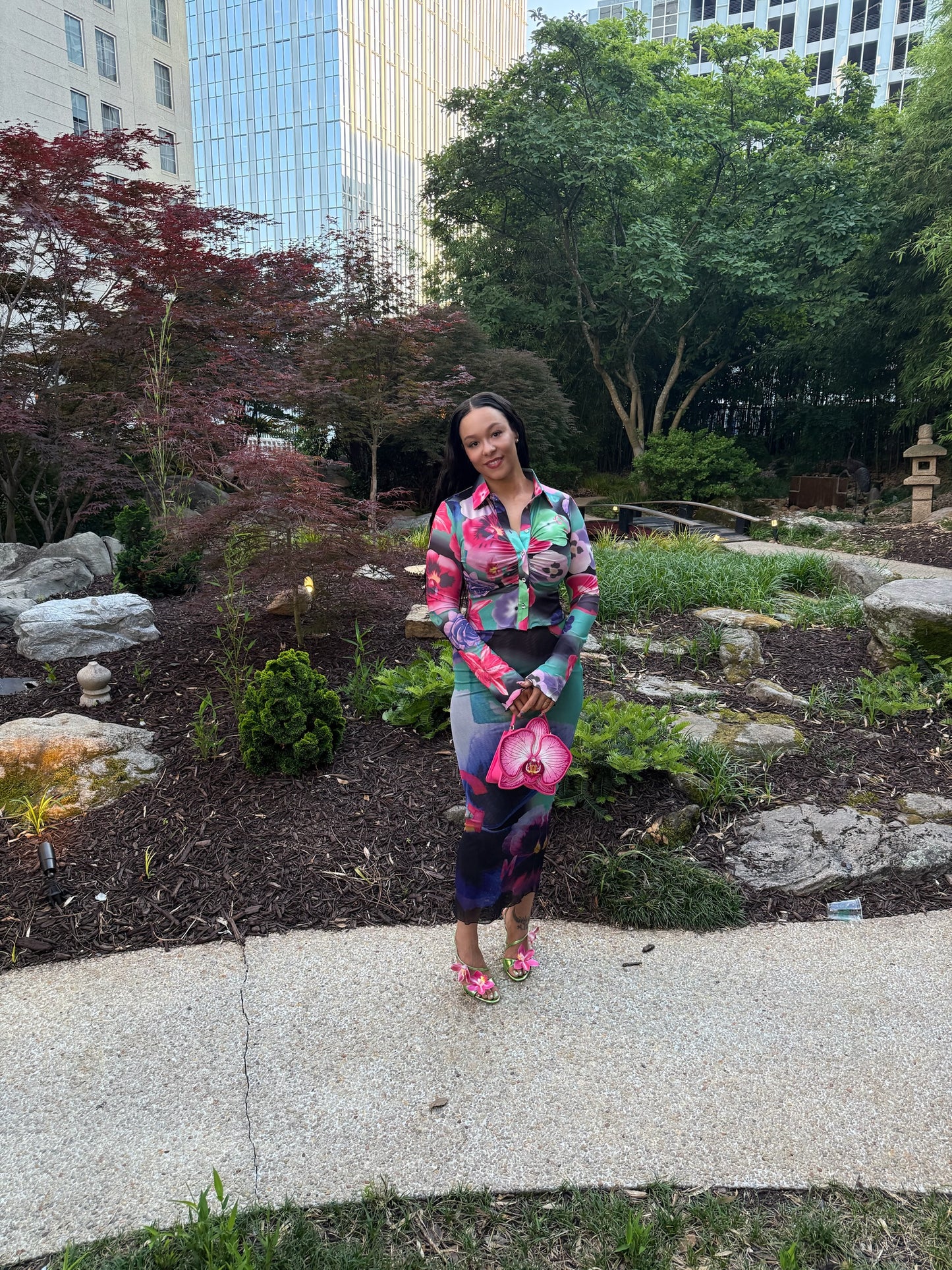 Blooming Beauty Skirt Set | Two-Piece Mesh Floral Maxi Set | Pretty Prissy Pieces