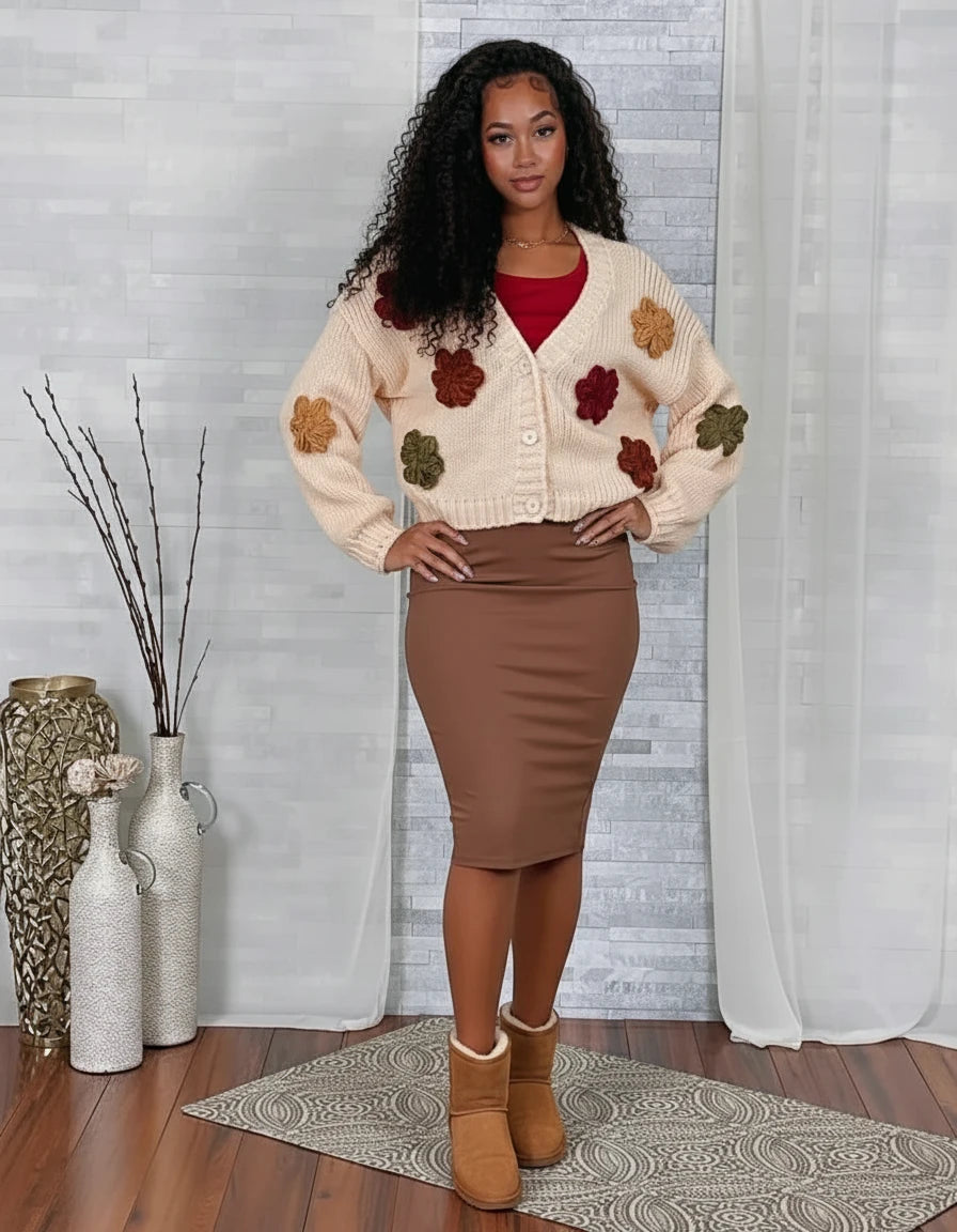Fall Flowers Handwoven Wool Sweater - Luxury 100% Wool