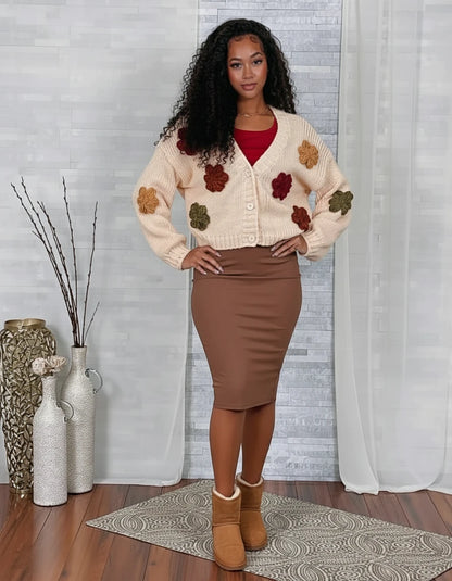 Fall Flowers Handwoven Wool Sweater - Luxury 100% Wool