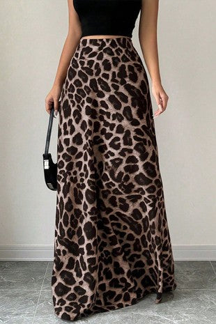 Leopard A-Line Maxi Skirt | Leopard Print Maxi Skirt | Pretty Prissy Pieces