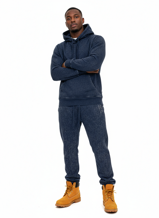 True Story Acid Wash Fleece Stacked Pants and Hoodie Set