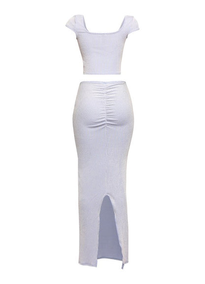 Bonnie Blue Ribbed Maxi Skirt set
