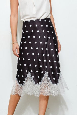 High Tea Polka Dot Silk Lace Skirt | Polka Dot Lace Skirt | Pretty Prissy Pieces