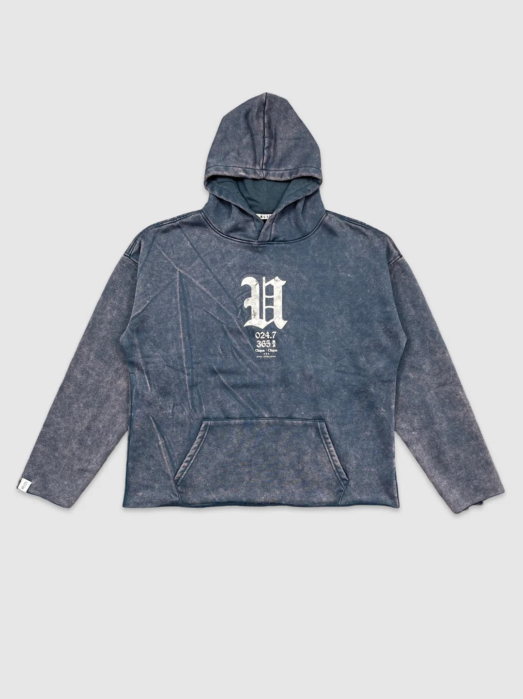 Underrated Men’s Washed Crop Hoodie - Navy Blue