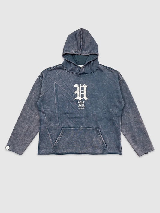 Underrated Men’s Washed Crop Hoodie - Navy Blue