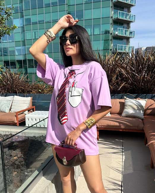 Work Day Oversized Graphic T-Shirt with Tie Detail | Pretty Prissy Pieces