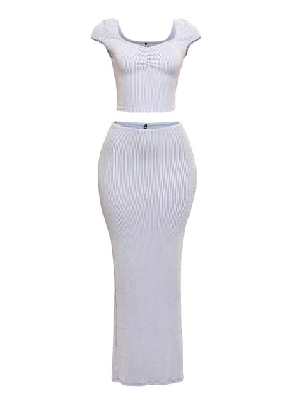 Bonnie Blue Ribbed Maxi Skirt set