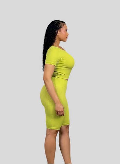 Beauty Day Ribbed 2 piece set - Lime
