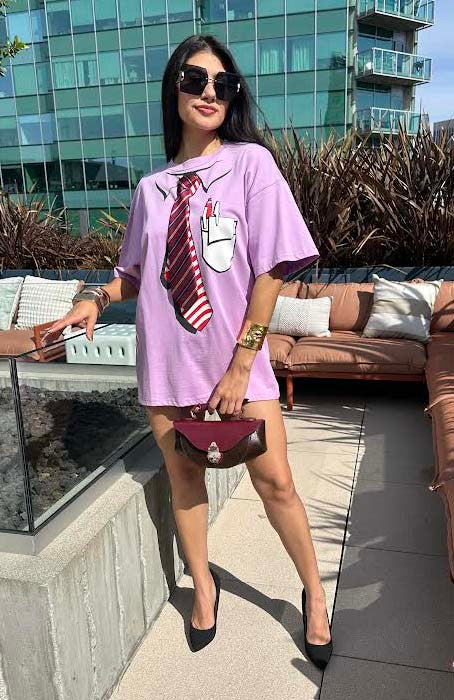 Work Day Oversized Graphic T-Shirt with Tie Detail | Pretty Prissy Pieces