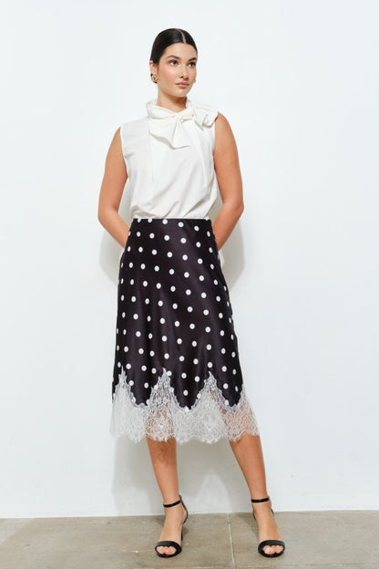 High Tea Polka Dot Silk Lace Skirt | Polka Dot Lace Skirt | Pretty Prissy Pieces