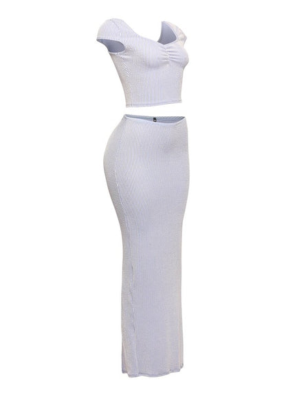 Bonnie Blue Ribbed Maxi Skirt set