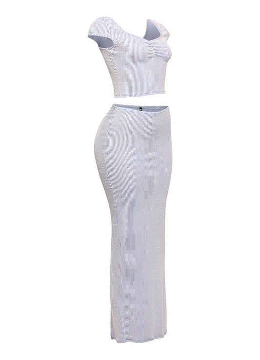 Bonnie Blue Ribbed Maxi Skirt set