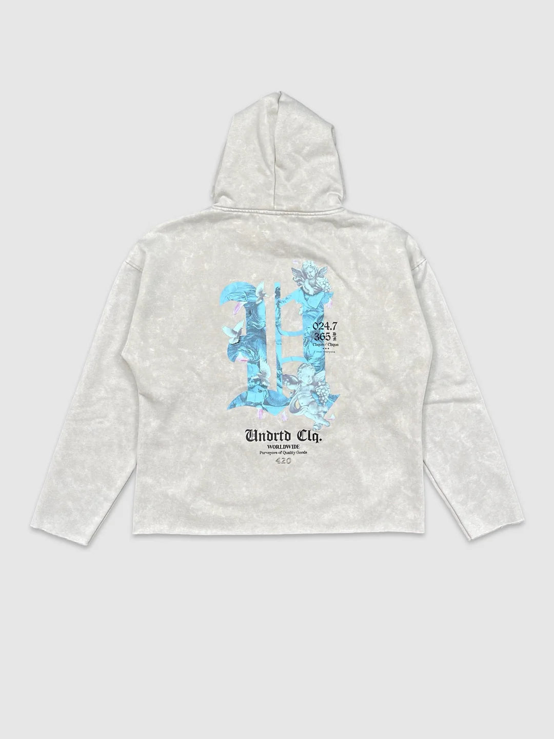 Underrated Men’s Washed Crop Hoodie - Glacier Grey