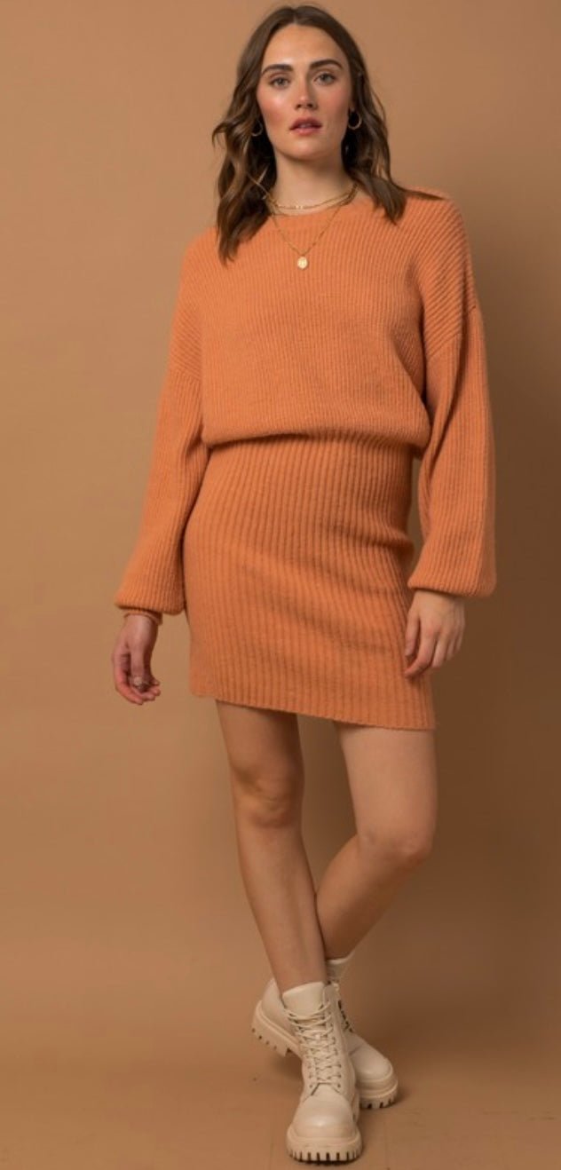 Apricot Sweater Dress - Pretty Prissy Pieces Sweater dress