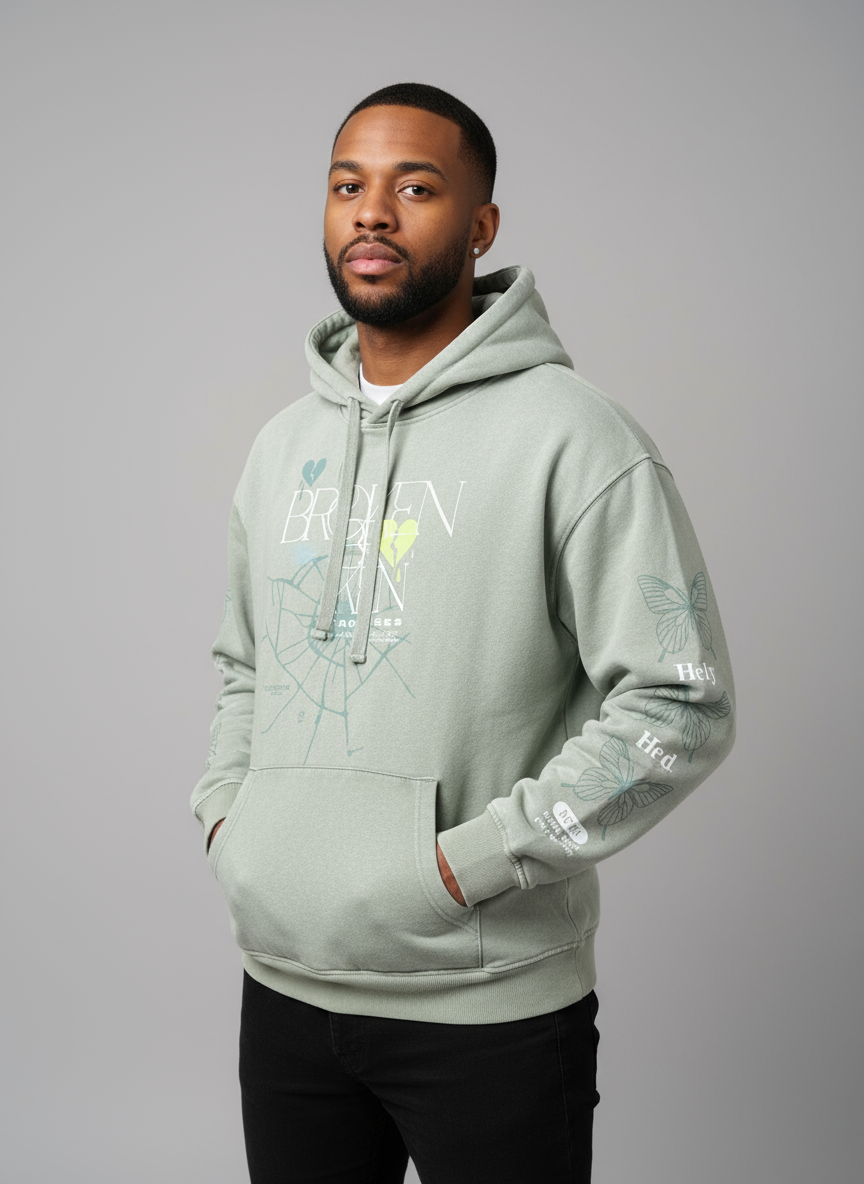 Broken Angel Hoodie on Male Model