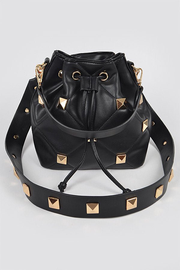 Bucket Bag - Pretty Prissy Pieces black bag with gold