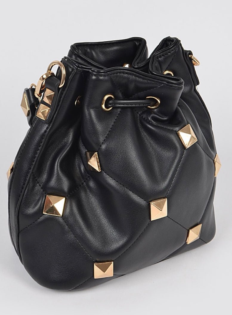 Bucket Bag - Pretty Prissy Pieces black bag with gold