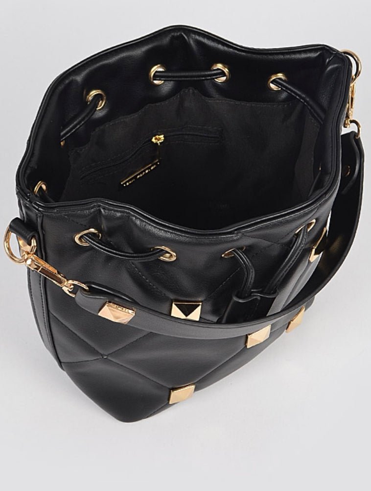 Bucket Bag - Pretty Prissy Pieces black bag with gold