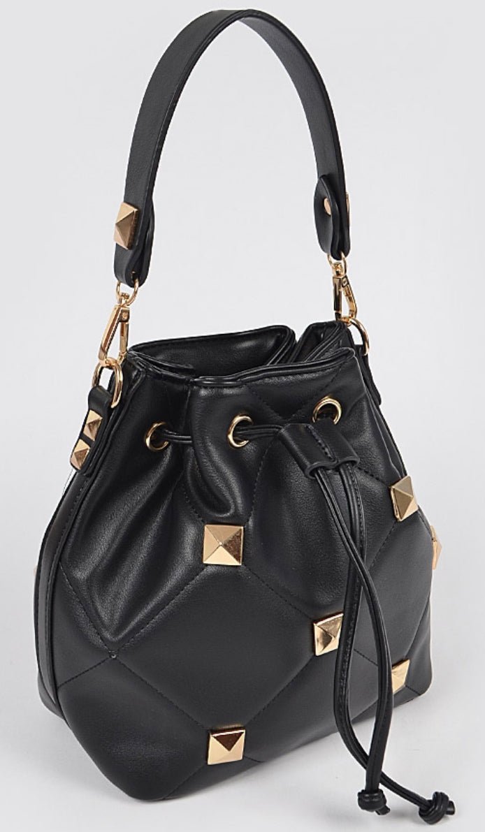 Bucket Bag - Pretty Prissy Pieces black bag with gold