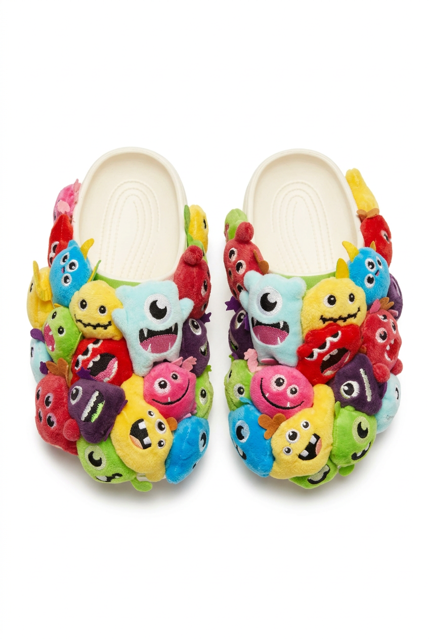 Colorful monster slides on a white studio background