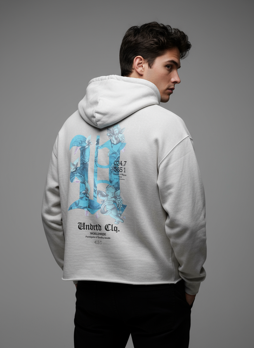 Cool back view - white cropped hoodie