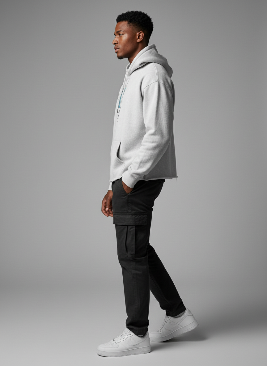 Cool side view - white cropped hoodie